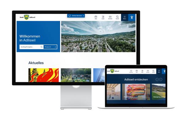Desktop- und Tablet-Ansicht Webauftritt Stadt Adliswil
