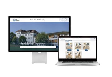 Desktop- und Tablet-Ansicht Webauftritt Schule Balsthal