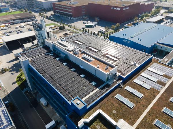 Vogelperspektive der Photovoltaikanlage an der Nordstrasse