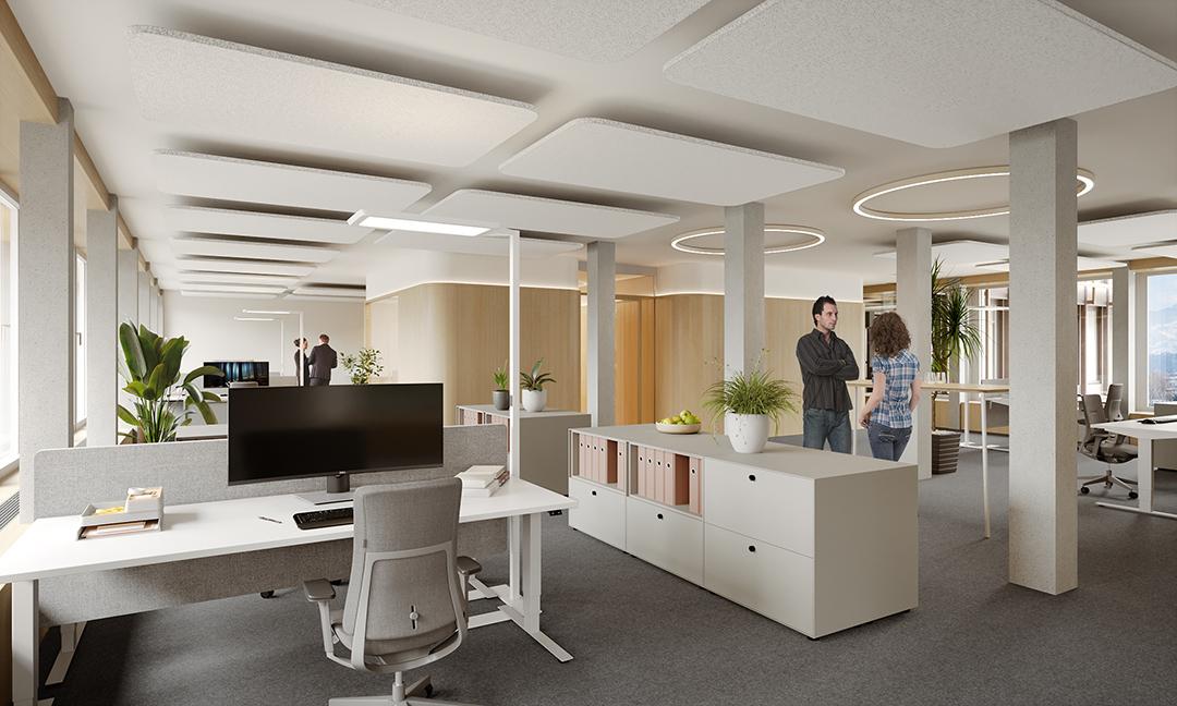 Visualisierung Gestaltung der Arbeitsplätze im Gemeindehaus