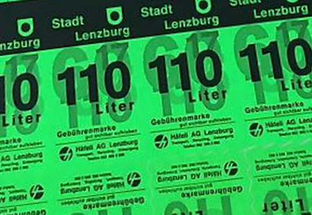 Bogen Abfallmarken der Stadt Lenzburg