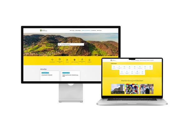 Desktop- und Tablet-Ansicht Webauftritt Gemeinde Waldenburg