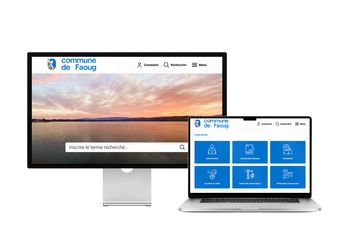 Desktop- und Tablet-Ansicht Webauftritt Gemeinde Faoug