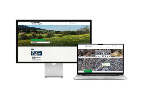 Desktop- und Tablet-Ansicht Webauftritt eGovernment St.Gallen digital
