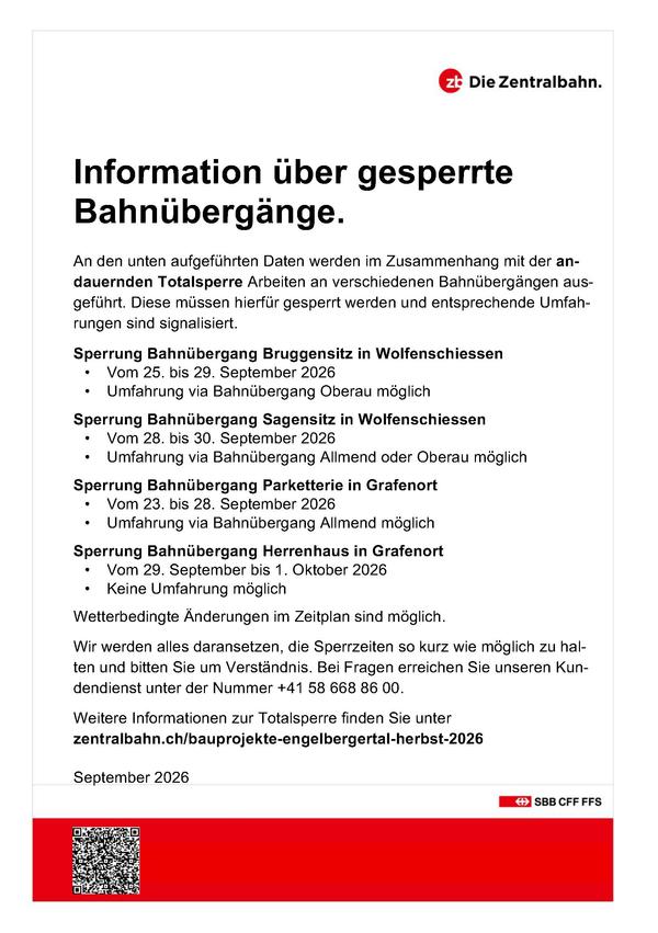 Sperrung Bahnübergänge