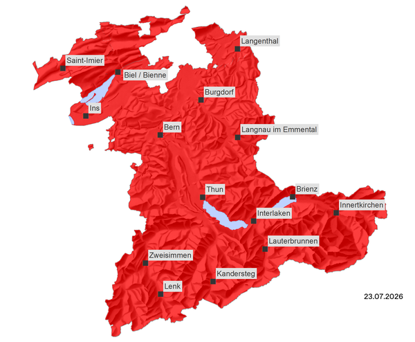 Karte Waldbrandgefahr per 23.07.2026