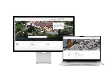 Desktop- und Tablet-Ansicht Webauftritt Gemeinde Ligerz