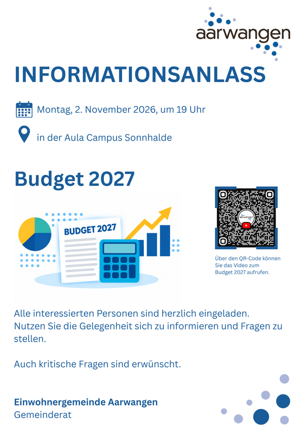 Flyer Informationsanlass zum Budget 2027