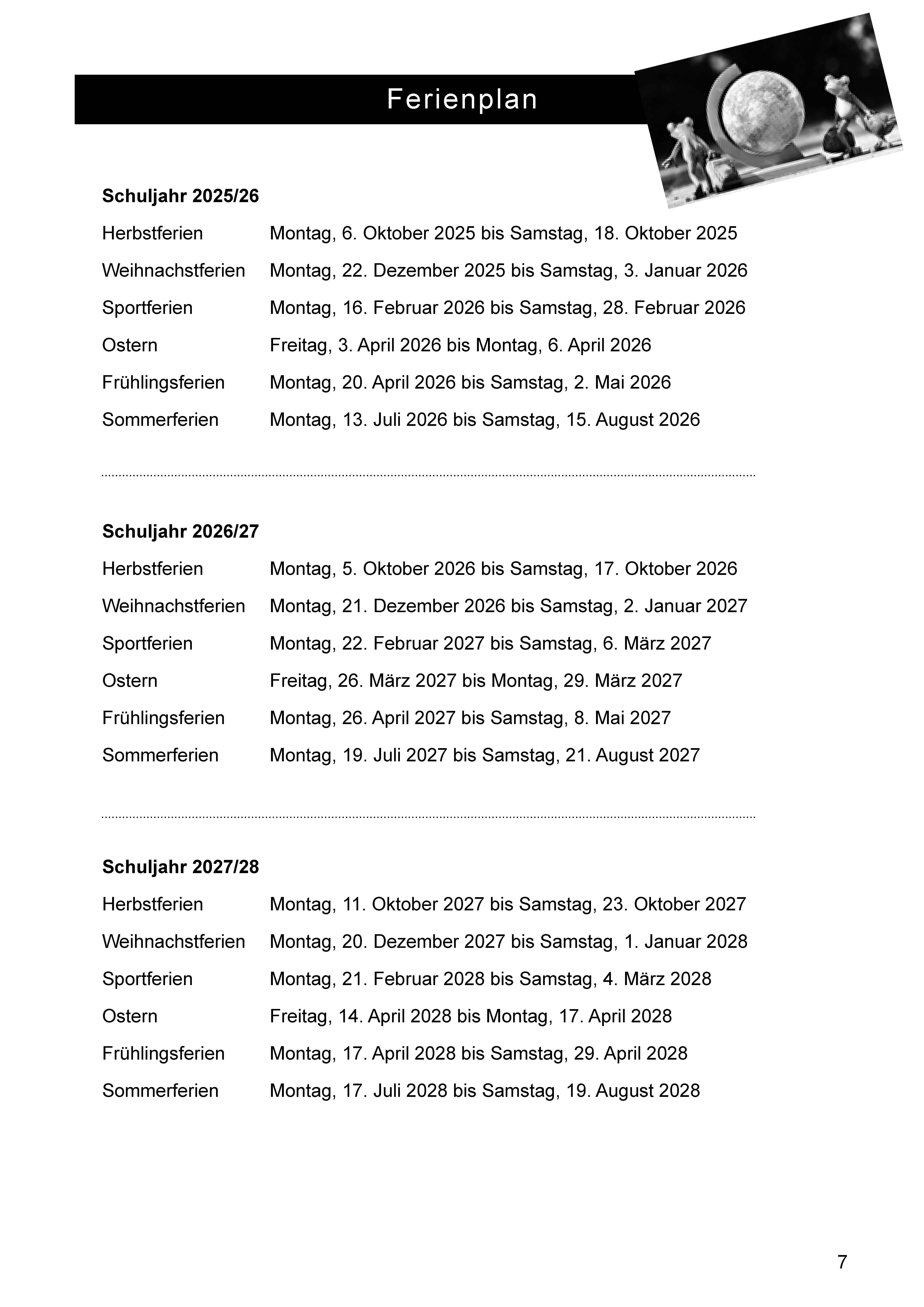 Ferienplan