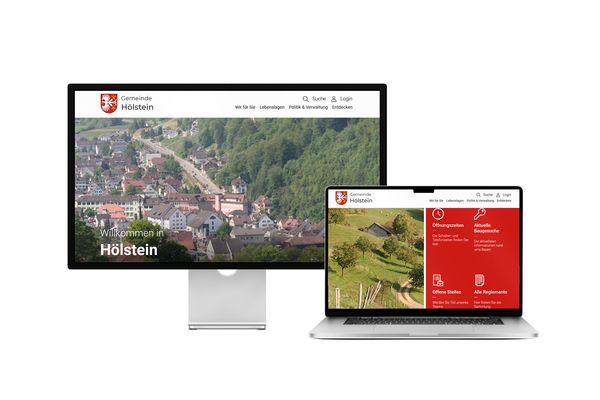 Desktop- und Tablet-Ansicht Webauftritt Gemeinde Hölstein