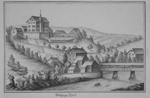 Über den Standort der Burg in Andelfingen gibt es verschiedene Vorstellungen.
Die Stauber-Chronik (1940) kommt aus verschiedenen Gründen zum Schluss, dass die Burg am Standort der alten Kanzlei, an der Schlossgasse 26 stand:
Dieser Neubau kann nicht an der Stelle des bisherigen Schlosses ausgeführt worden sein, da nach der Vogteirechnung Andelfingen von 1614 am alten Schloss Umbauten vorgenommen wurden; so verbesserte man des Schlosses Ringmauer ob dem Bach, die eingefallen war. Die Rechnung von 1615 enthält Ausgaben für Fensterläden für das alte und das neue Schloss.
Ein Fenstersturz in der Stallung des jetzigen Schlosses zeigt die Jahrzahl 1546 eingemeisselt; er ruht auf zwei unteren Teilen eines gotischen Fensters mit dem gleichen Profil, wie es an den Fenstern der alten Kanzlei zu sehen ist. Das kleine Fenster stammt wohl aus diesem Gebäude und ist 1613/14 ins neue Schloss eingesetzt worden."

Aufnahmen der Denkmalpflege (1981) durch Isabell Hermann bringen die Erkenntnis, dass die Burg bereits schon am jetzigen Standort des Schlosses, an der Schlossgasse 14 gestanden haben muss:
Nach E. Stauber, Geschichte der Kirchgemeinde Andelfingen, soll diese Burg nicht an der Stelle des heutigen Schlosses, sondern weiter westwärts bei der Alten Kanzlei gestanden haben. Das heutige Schlossareal soll erst 1613/14 überbaut worden sein. Diese Annahme möchte ich aufgrund von folgenden Feststellungen anzweifeln:

1. In einer Rechnung der Landvogtei Grüningen von 1551 (StAZ Nr. F III/13) wird erwähnt, dass der Zimmermann vor dem Bau der Scheune in Grüningen jene in Andelfingen anschaute (Uly Choyfeller alls ich ine gan Andellffingen geschickt und in Loyffen die selbigen Schüren zu besächen...). Die Scheune kann also nicht erst 1645 gebaut worden sein, sondern wie auch auf einem Fenstersturz eingehauen schon 1546, also 5 Jahre vor dem Bau der Grüninger Schlossscheune.

2. Die Planaufnahmen des Vorgängerbaus des Schlosses (StAZ B 582) zeigen eine deutliche Zweiteilung des Wohngebäudes. Das Schlossgebäude war durch alle Geschosse durch eine dicke, quer zum First verlaufende Mauer geteilt. Im heutigen Schlossbau ist diese Trennwand im Keller und im Erdgeschoss erhalten. Diese Feststellung erlaubt die Annahme, dass diese beiden Teile nicht gleich alt sind, dass der eine Teil später hinzugefügt wurde.

3. E. Stauber begründet seine Annahmen mit der Erwähnung der neuen und alten Burg in der Vogteirechnung von 1614. Es erscheinen dort Ausgaben für Fensterläden für das alte und das neue Schloss. Nach Argument Nr. 2 ist nahe liegend, dass der eine Teil  vermutlich der östliche Gebäudeteil  1614 neu angefügt und als neues Schloss bezeichnet wurde. So ist auch leicht verständlich, dass gleichzeitig am neuen und alten Schlossteil neue Fensterläden eingesetzt wurden.

Diese Argumente rechtfertigen die Annahme, dass die heutige Schlossanlage älter als 1614 ist und dass die Burg schon immer an dieser Stelle war.

Zu diesem Schluss kommt auch eine Restauratorische Untersuchung von 1992. Diese wurde anlässlich des Wunsches des damaligen Altersheims, Nasszellen in die Zimmer einzubauen, vom Gemeinderat in Auftrag gegeben: 
Dass der trapezoide Teil älteren Ursprungs sein könnte, kann man daraus vermuten, dass er offenbar auf die Geländetopographie Rücksicht nimmt, was beim Burgenbau häufig der Fall war.
Man muss, auch ohne präzisere Kenntnis von Geschichte und Funktion davon ausgehen, dass zumindest Teile des Gebäudes zu früheren und sehr frühen Bauphasen gehören.

Gedanken:
Ungenaue Bezeichnungen erschweren die Nachforschungen und das Verständnis: So ist die Bezeichnung Tobel für drei Orte möglich, die Bezeichnung Bach für zwei und auch Scheunen gab es beim Schloss mehrere. Auch die Bezeichnungen Burg, Schloss, altes Schloss, neues Schloss werden nicht konsequent für einen bestimmten Bau verwendet.
Vieles bleibt ungewiss oder könnte evtl. durch Untersuchungen und aufwändige Nachforschungen in den Archiven herausgefunden werden.
