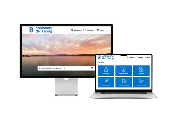 Desktop- und Tablet-Ansicht Webauftritt Gemeinde Faoug
