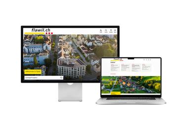 Desktop- und Tablet-Ansicht Webauftritt Gemeinde Flawil