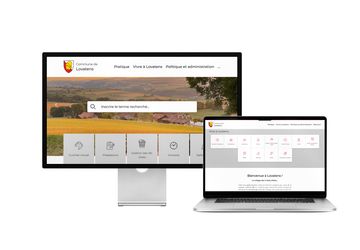 Desktop- und Tablet-Ansicht Webauftritt Gemeinde Lovatens