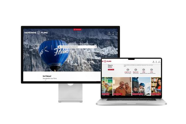 Desktop- und Tablet-Ansicht Webauftritt Gemeinde Flims