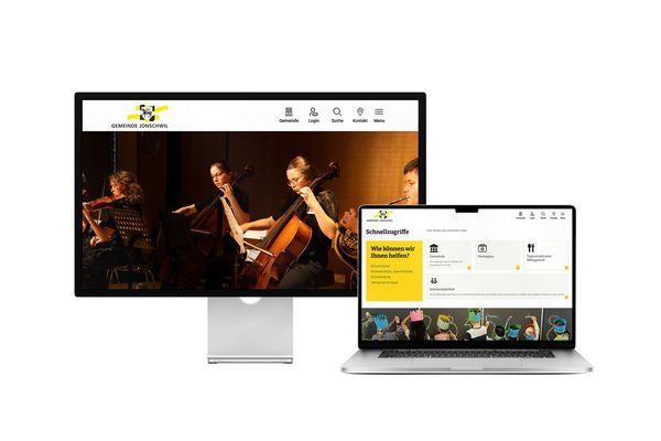 Desktop- und Tablet-Ansicht Webauftritt Schule Jonschwil