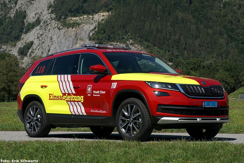 Jahrgang: 2019
Typ: Skoda Kodiaq 4x4
Motor: 190 PS
Getriebe: Automatik DSG
Höhe: 1.75 Meter
Länge: 4.71 Meter
Breite: 1.90 Meter
Gewicht: 2.4 Tonnen
Verwendung: Einsatzleitfahrzeug
Beladung: Wärmebildkamera, Mehrstoffmessgerät, Sibox, iPad, Feuerlöscher, Digitalkamera, Signalisationsmaterial, div. Schlüssel, Funkgeräte.