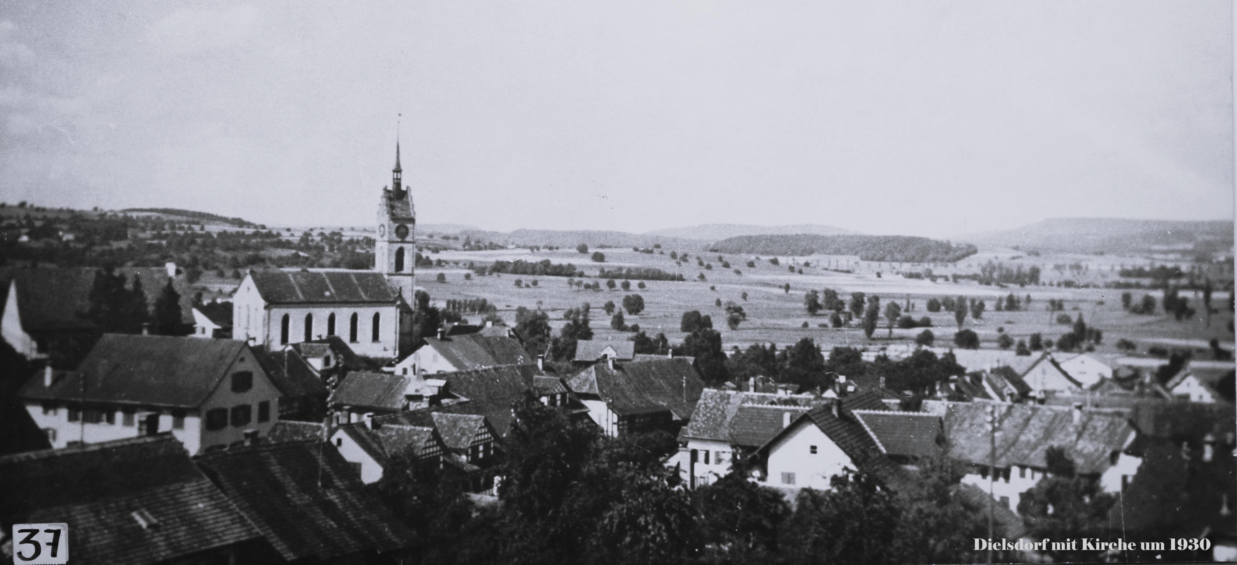 Dielsdorf, um 1930, von Südwesten