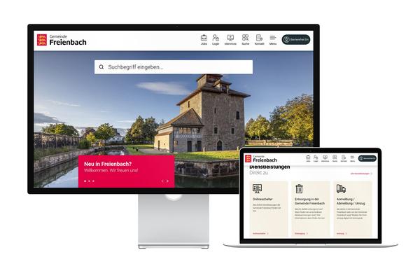 Desktop- und Tablet-Ansicht Webauftritt Gemeinde Freienbach
