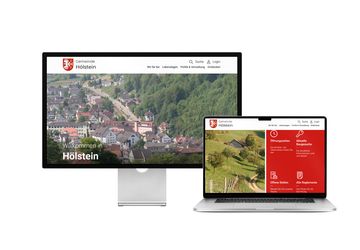 Desktop- und Tablet-Ansicht Webauftritt Gemeinde Hölstein