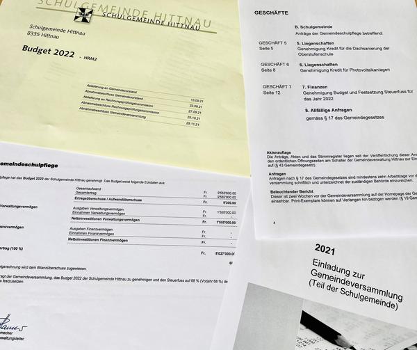 Einladung zur Gemeindeversammlung vom 29.11.2021