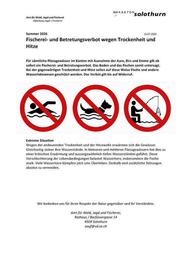Fischerei- und Betretungsverbot