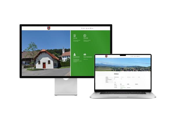 Desktop- und Tablet-Ansicht Webauftritt Gemeinde Brüttelen