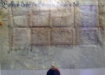 Schenkungsurkunde aus dem Jahr 1607 von Schloss und Gütern in Aesch vom Fürstbischof zu Basel, Jakob Christoph Blarer von Wartensee an seinen Neffen, Domherr Wilhelm Blarer von Wartensee.

<LINK intern:geschichte/welcome.php?action=showinfo&info_id=3537>Geschichte</LINK>