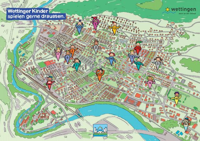 Karte mit eingezeichneten Spielplätzen