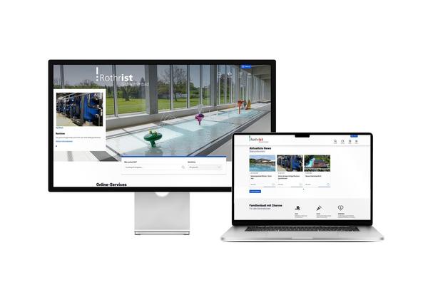 Desktop- und Tablet-Ansicht Webauftritt Schwimmbad Stampfi