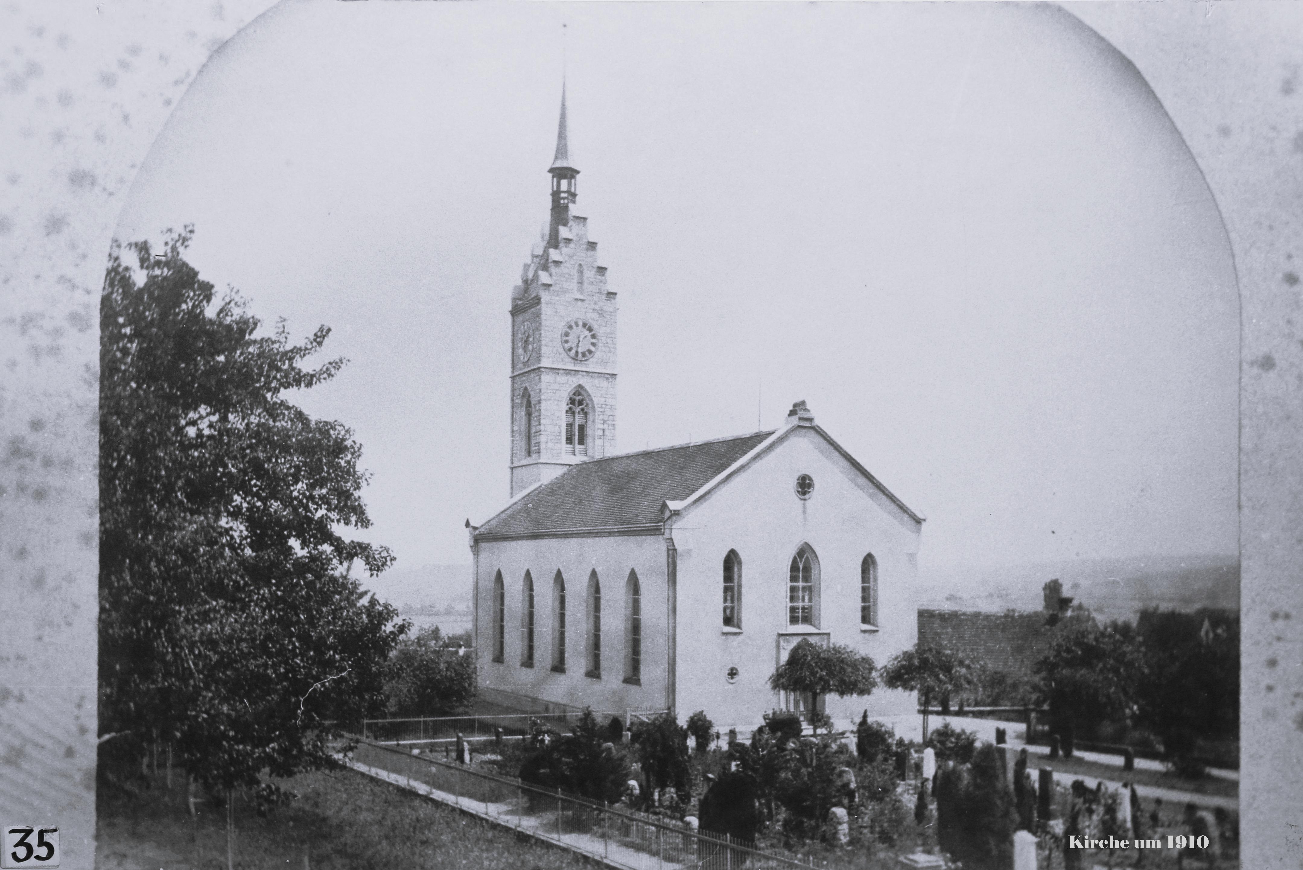 1910 Reformierte Kirche mt Treppengiebel und Spitzturm