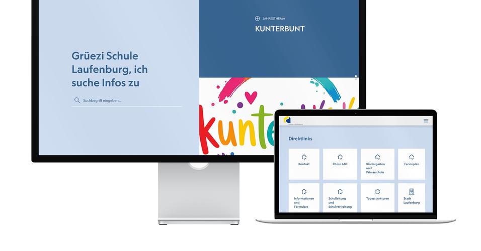 Desktop- und Tablet-Ansicht Webauftritt Schule Laufenburg