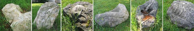 Steinskulptur, Komposition in Rasen verlegt