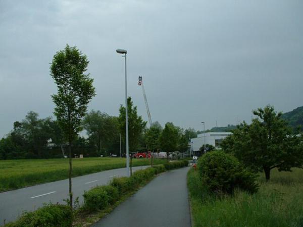 Die Drehleiter im Einsatz.
