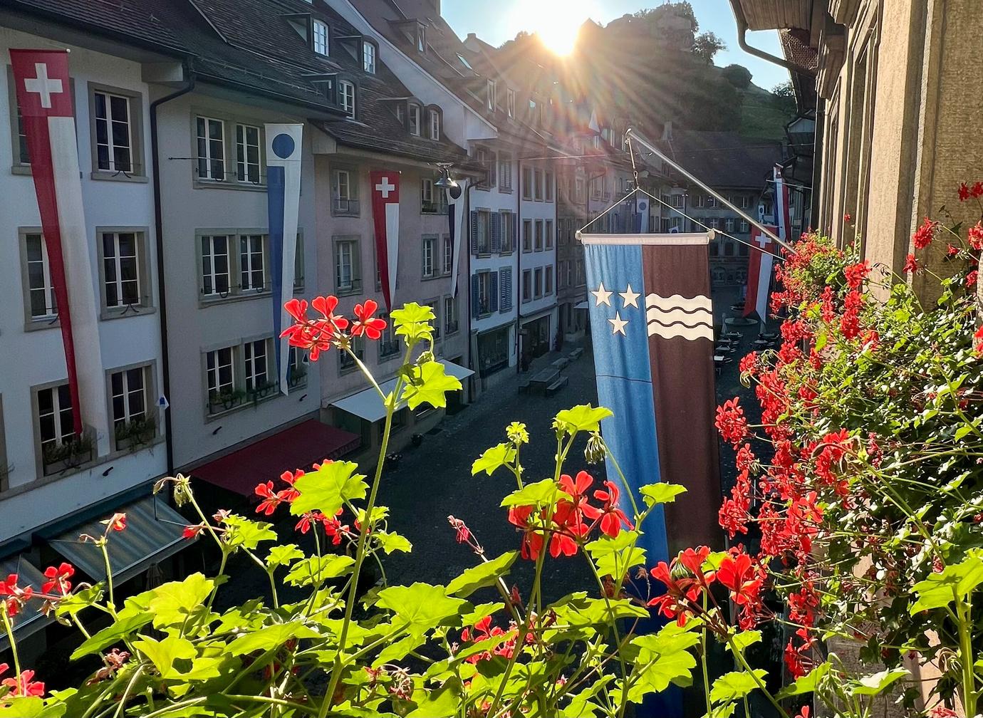 Blick zum Schloss aus dem Rathaus
