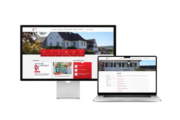 Desktop- und Tablet-Ansicht Webauftritt Gemeinde Rodersdorf