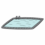 Face à la piscine