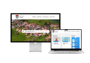 Desktop- und Tablet-Ansicht Webauftritt Gemeinde Orny