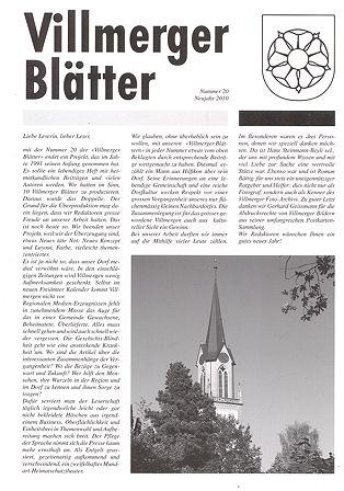 Villmerger Blätter, Ausgabe Nr. 20