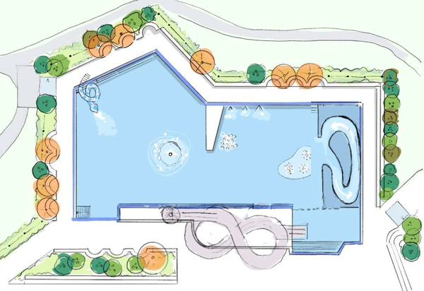 Projektskizze Nichtschwimmerbecken Mooshüsli