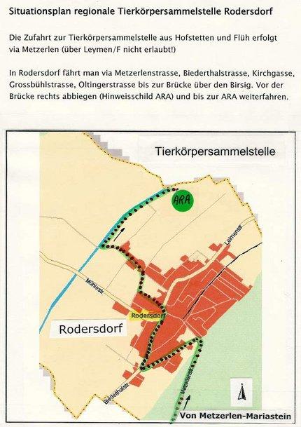 Zufahrtsplan Tiefkadaverstelle Rodersdorf