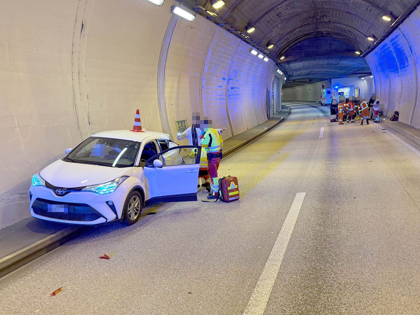Unfallstelle im Kirchenwaldtunnel