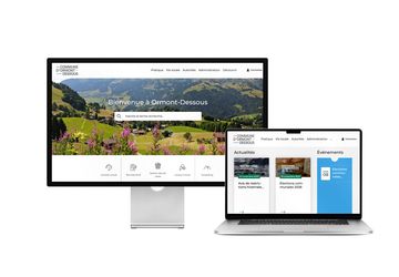 Desktop- und Tablet-Ansicht Webauftritt Gemeinde  Ormont-Dessous