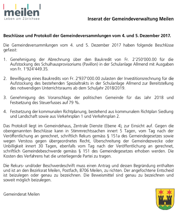 Publikation GV-Beschlüsse 20171208