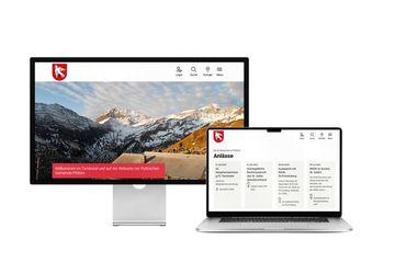 Desktop- und Tablet-Ansicht Webauftritt Gemeinde Pfäfers