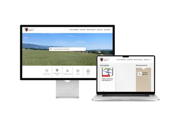 Desktop- und Tablet-Ansicht Webauftritt Gemeinde Bofflens