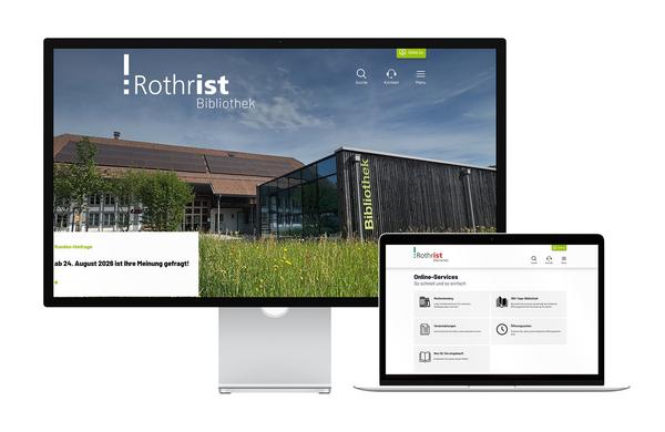 Desktop- und Tablet-Ansicht Webauftritt Schul- und Gemeindebibliothek Rothrist