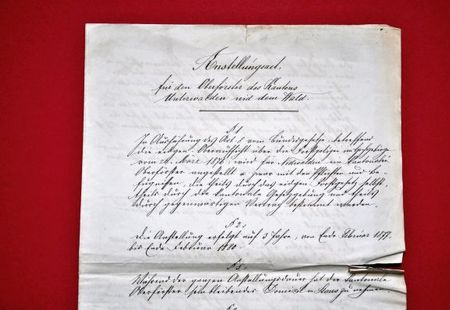 Anstellungsvertrag des Oberförsters von 1877