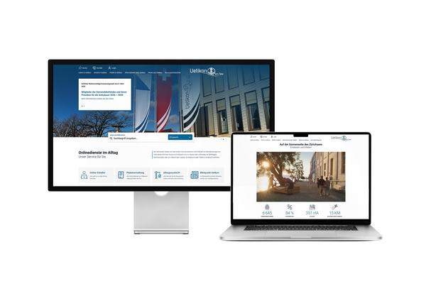 Desktop- und Tablet-Ansicht Webauftritt Gemeinde Uetikon am See
