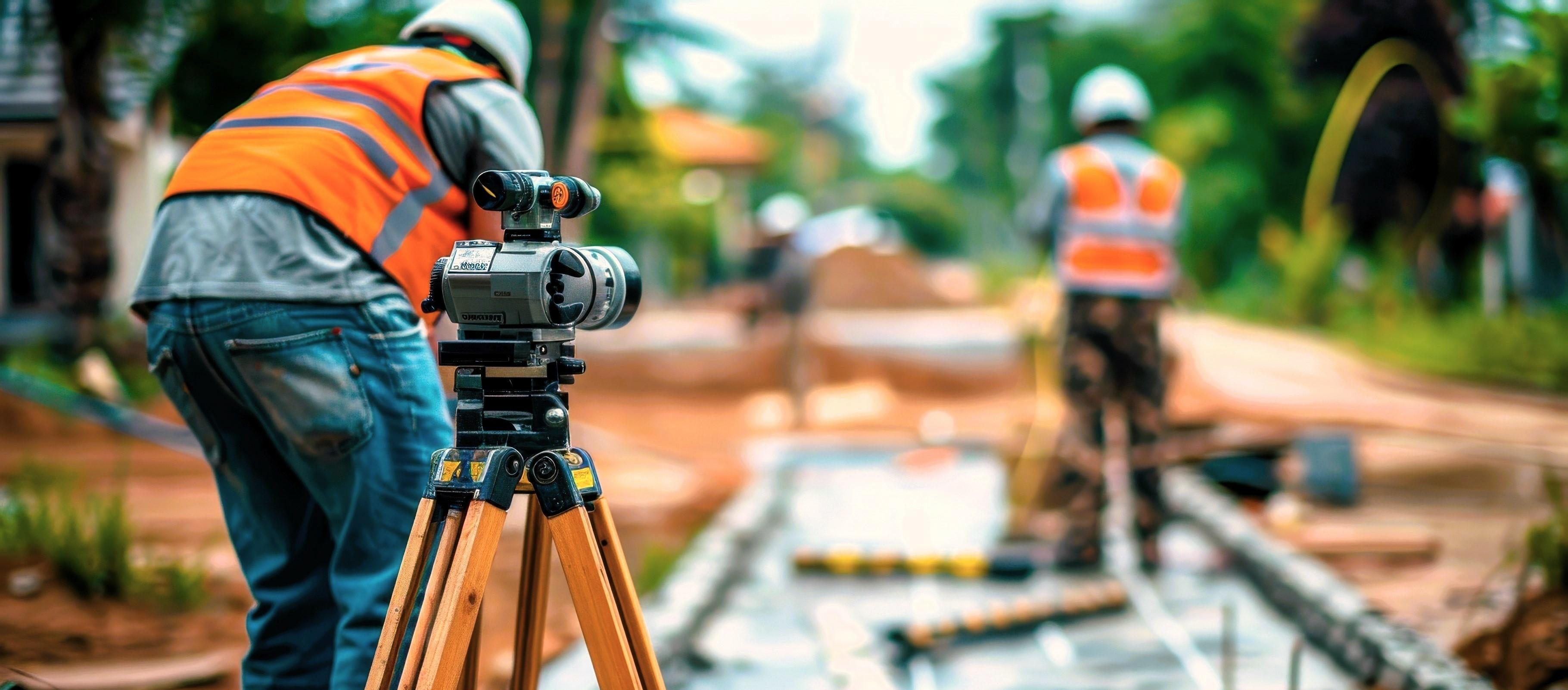 Bild einer amtlichen Vermessung auf einer Baustelle